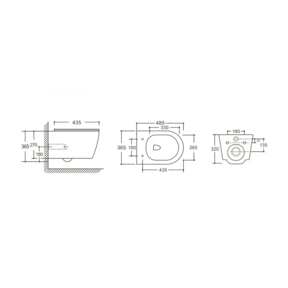 Унитаз SELLA UF подвесной безободковый, сиденье дюропласт с микролифтом Ceruttispa CT10362 (485х365х360)