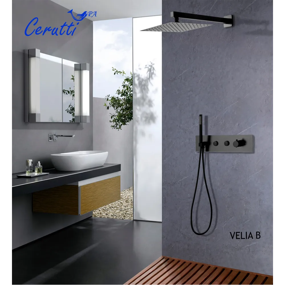 Панель VELIA B душевая встраиваемая из нержавеющей стали Ceruttispa CT10399, цвет черный