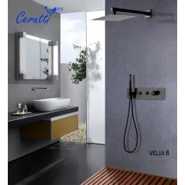 Панель VELIA B душевая встраиваемая из нержавеющей стали Ceruttispa CT10399, цвет черный