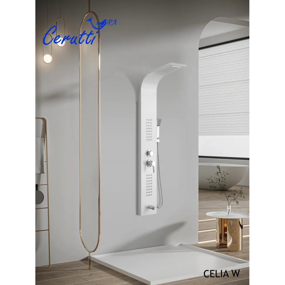 Панель CELIA W душевая из нержавеющей стали с форсунками Ceruttispa CT10402, цвет белый