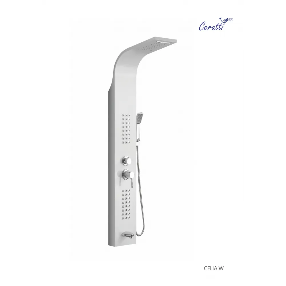 Панель CELIA W душевая из нержавеющей стали с форсунками Ceruttispa CT10402, цвет белый