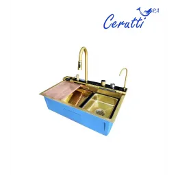 Мойка GLORIA Pro nano GOLD (золото) кухонная, многофункциональная, из нержавеющей стали, (750х460х230) Ceruttispa