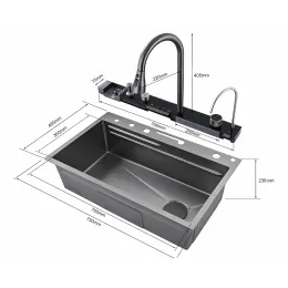 Мойка GLORIA Pro nano GOLD (золото) кухонная, многофункциональная, из нержавеющей стали, (750х460х230) Ceruttispa