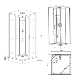 Душевая кабина PARLY АМИ (AMI) Quadro (90х90х215)