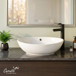 Раковина накладная Ceruttispa CR7027 (590х385х195) белая, лодочка