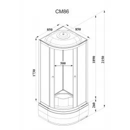 Кабина CM86  душевая PARLY (85x85х215)