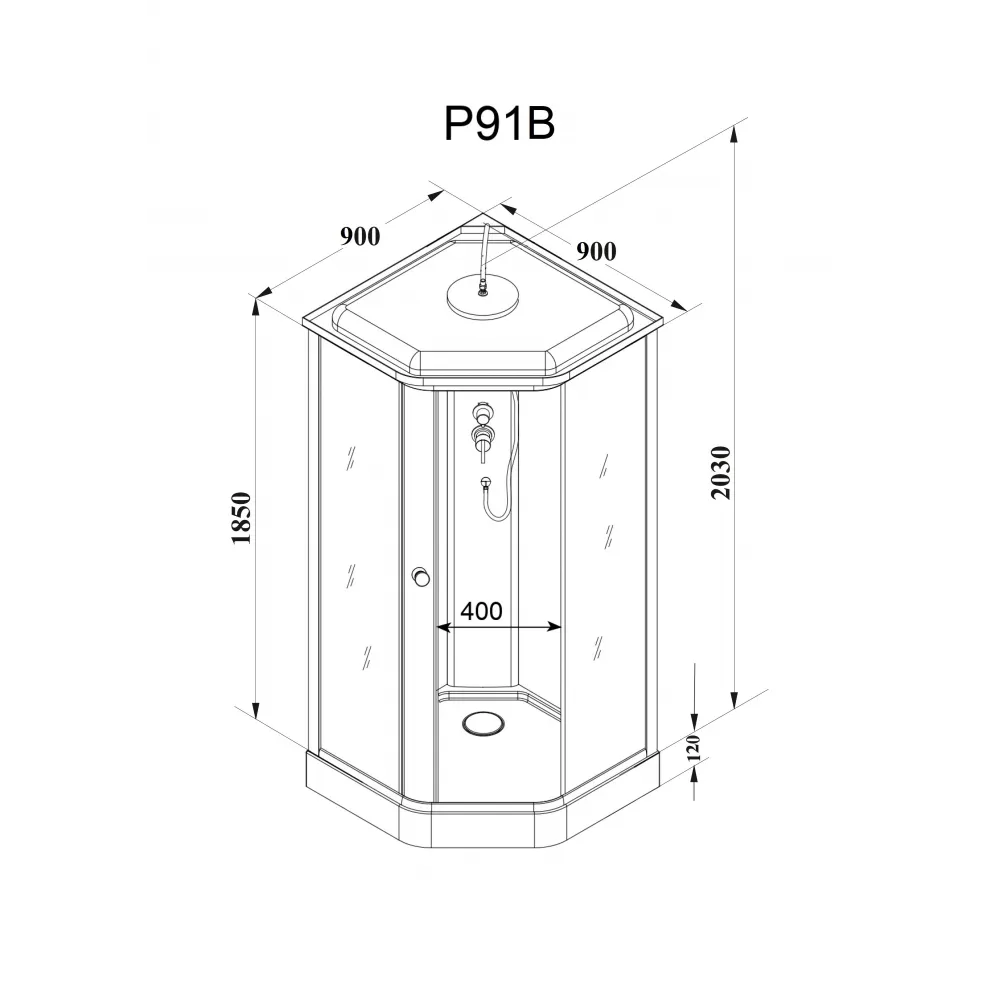 Кабина P91B душевая PARLY  (90х90х215)
