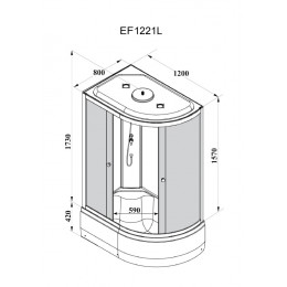 Кабина EF1221L душевая PARLY (80х120х215)