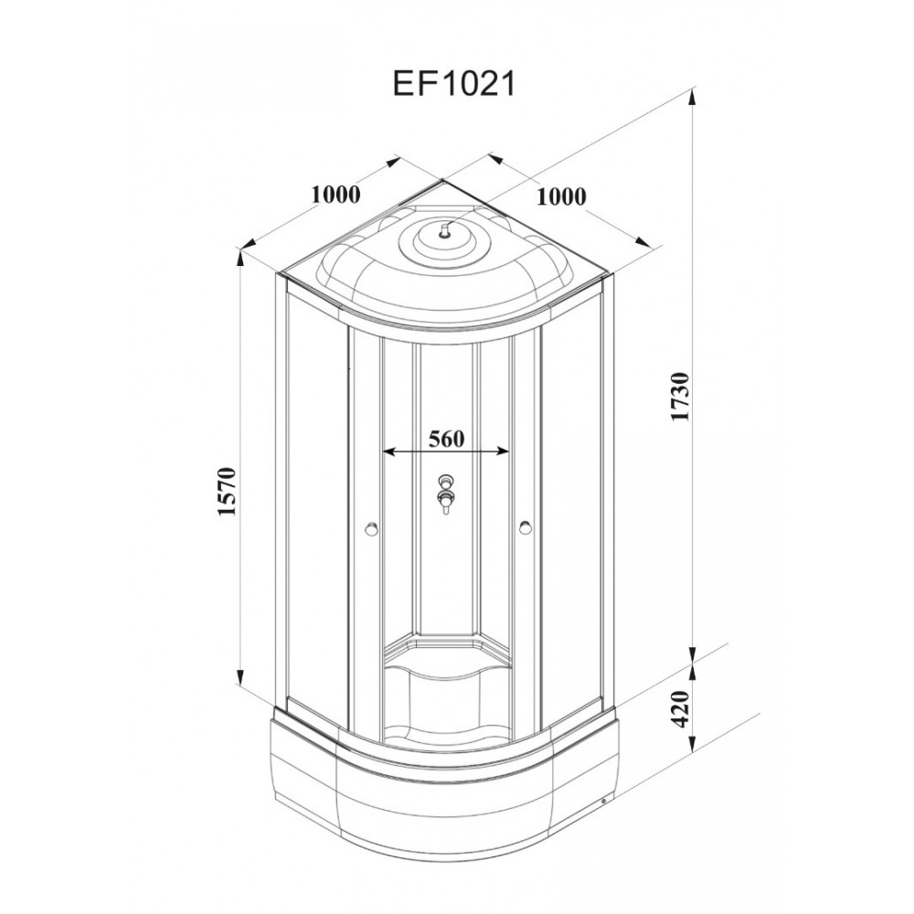 Кабина EF1021 душевая PARLY (100х100х215)