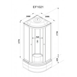 Кабина EF1021 душевая PARLY (100х100х215)