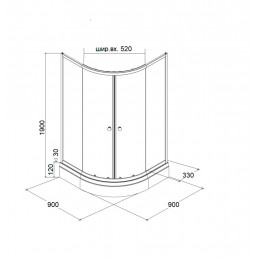 Уголок Z9111 душевой PARLY  с поддоном (90х90х190)