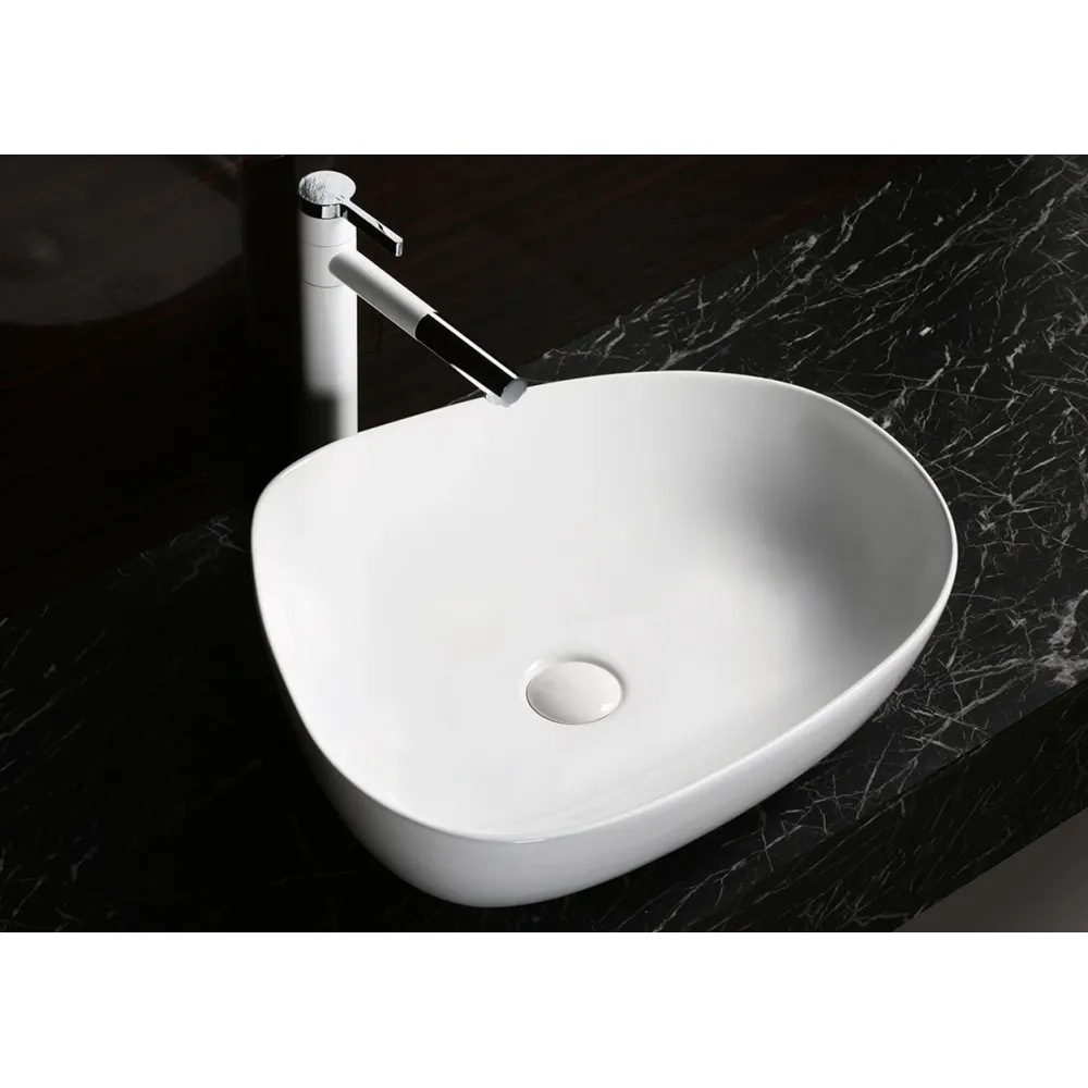 Раковина CR0044C  накладная, белая, асимметричная 550х420х140 Ceruttispa