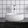 Раковина CR0007 накладная, белая, круглая, ребристая 405х405х130 Ceruttispa