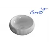 Раковина CR0007 накладная, белая, круглая, ребристая 405х405х130 Ceruttispa