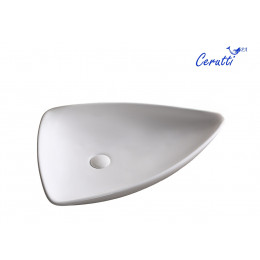 Раковина CR7014 накладная, белая, асимметричная 690х470х130 Ceruttispa