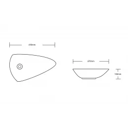 Раковина CR7014 накладная, белая, асимметричная 690х470х130 Ceruttispa
