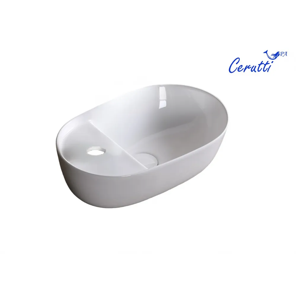 Раковина CR0050 накладная, белая, овальная, под смеситель 420х270х135 Ceruttispa