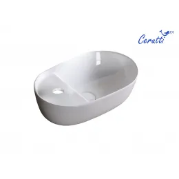 Раковина CR0050 накладная, белая, овальная, под смеситель 420х270х135 Ceruttispa