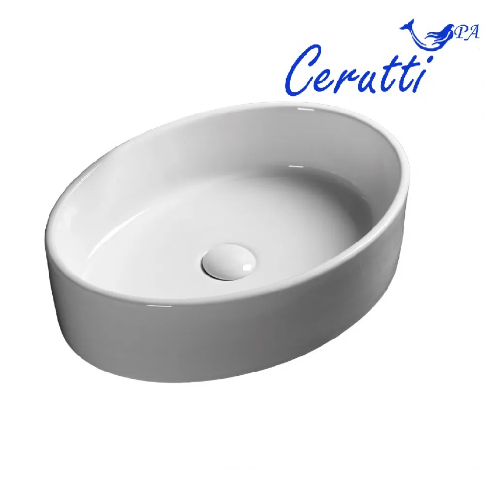 Раковина CR7016 накладная, белая, овальная 500х355х140 Ceruttispa