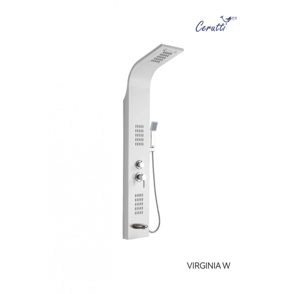 Панель VIRGINIA W душевая из нержавеющей стали с форсунками Ceruttispa CT9990, цвет белый