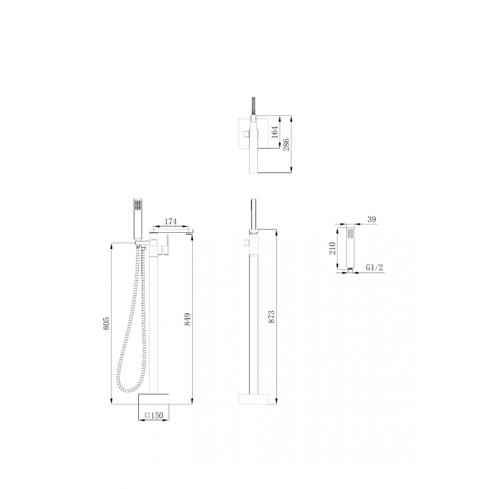 Смеситель ALBANO Black для отдельностоящей ванны BOCH MANN BM8923