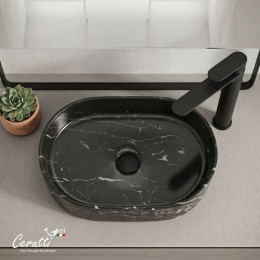 Раковина накладная Ceruttispa CR0055B MMB2 (500х350х120) мрамор матовый черный, овальная