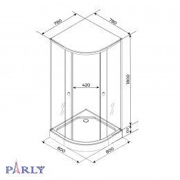 Душевой уголок с поддоном PARLY ZF81B (80х80х193)