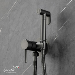 Смеситель с гигиеническим душем Ceruttispa БРАЙС SHGR (BRAIES SHGR) из латуни с шлангом 120 см, цвет серый