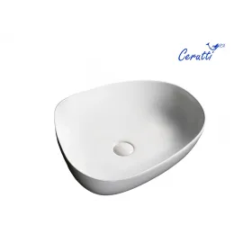 Раковина накладная Ceruttispa CR0044C (550х420х140) белая, асимметричная