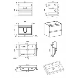 Комплект Тумба Gucci60 подвесная с раковиной 600х420х550 PARLY Spa