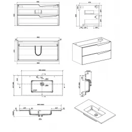Комплект Тумба Rhea100 подвесная с раковиной 1000х480х550 PARLY Spa