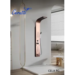 Панель CELIA RG душевая из нержавеющей стали с форсунками Ceruttispa CT10406, цвет розовое золото