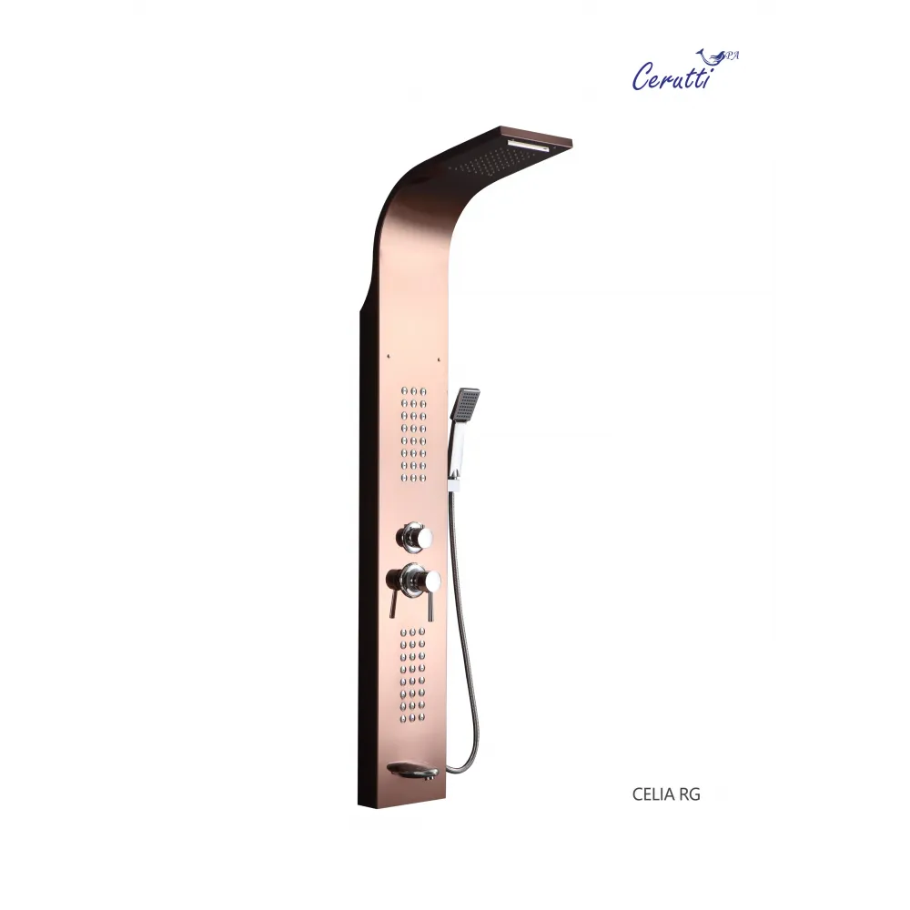 Панель CELIA RG душевая из нержавеющей стали с форсунками Ceruttispa CT10406, цвет розовое золото