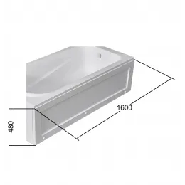 Экран фронтальный к акриловой ванне ORTIZ160 (1600x520) белый PARLY