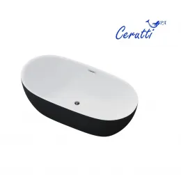 Ванна SKYE170GMB акриловая (1700x750x600) отдельностоящая, черная матовая снаружи, белая внутри, со сливом-переливом Ceruttispa