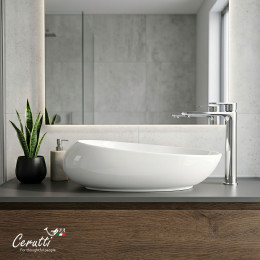 Раковина накладная Ceruttispa CR0058B (580х370х140 ) белая, смещенный овал