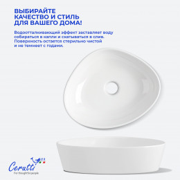Раковина накладная Ceruttispa CR0021C (500х400х160) белая, треугольная