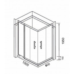Уголок QZ81B душевой PARLY низкий поддон (80х100х195)