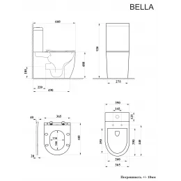 Унитаз BELLA напольный безободковый высокий Ceruttispa  CT8709 (620х385х920)