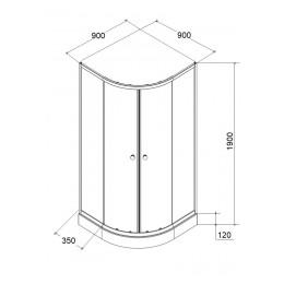 Уголок ZE911B душевой PARLY с поддоном (90х90х190)