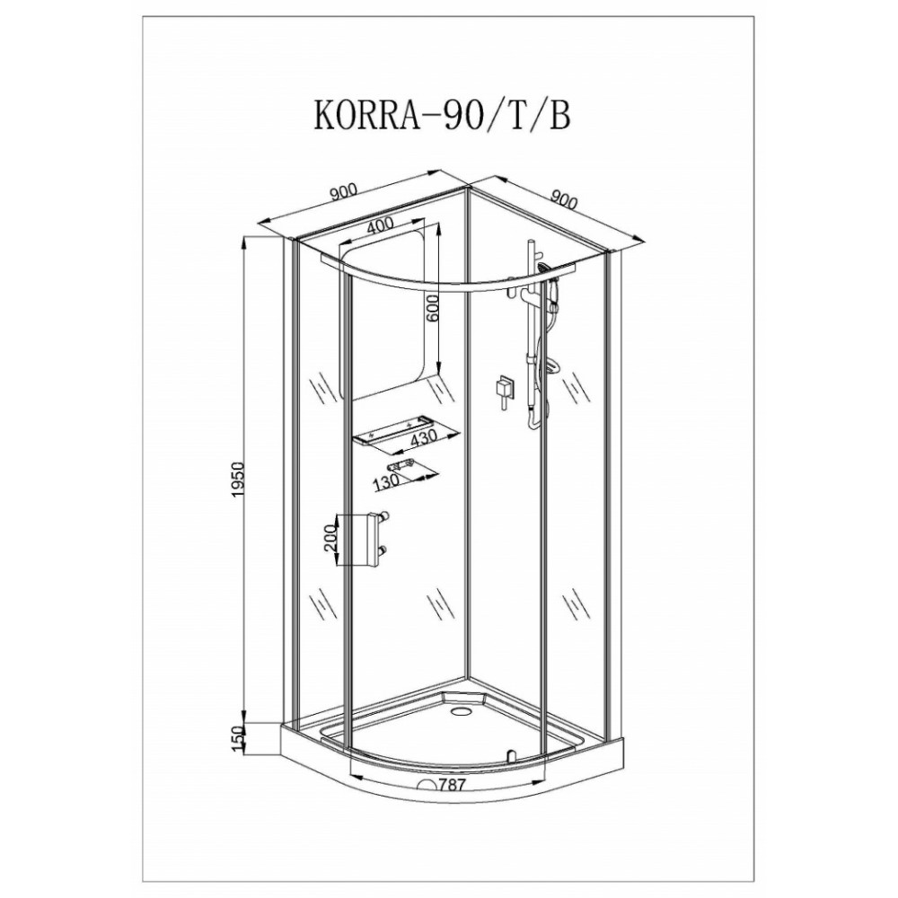 Кабина KORRA90B душевая Ceruttispa (90х90х205)