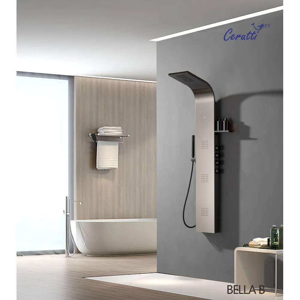 Панель BELLA B душевая из нержавеющей стали с форсунками Ceruttispa CT9254, цвет черный