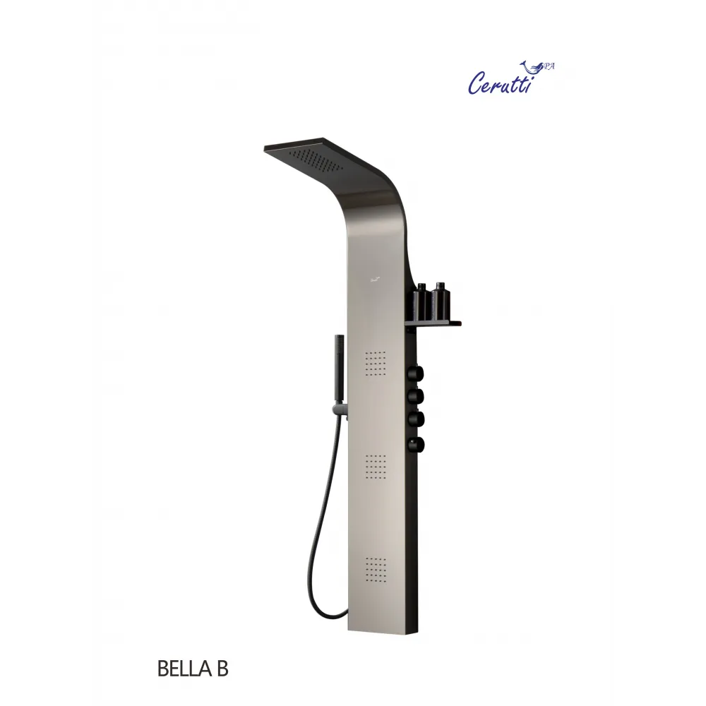 Панель BELLA B душевая из нержавеющей стали с форсунками Ceruttispa CT9254, цвет черный
