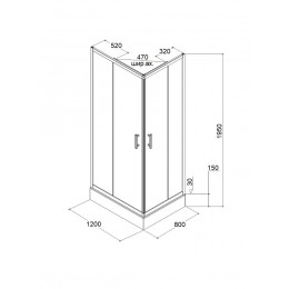 Уголок  ZQ121B  душевой PARLY с поддоном (120х80х195)