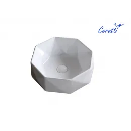 Раковина CR0057 накладная, белая, многогранная 420х420х130 Ceruttispa