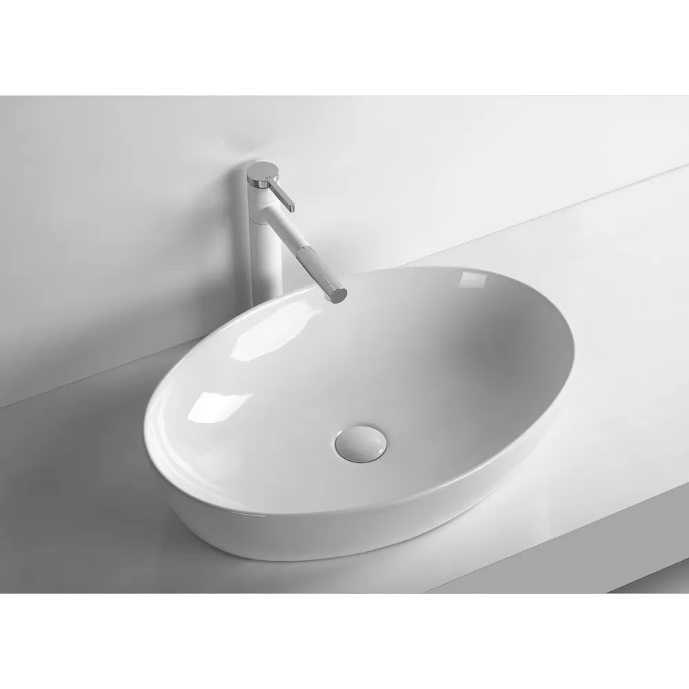 Раковина CR8023 накладная, белая, овал 610х410х145 Ceruttispa