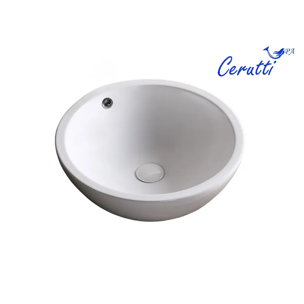 Раковина CR1001 накладная, белая, круглая, с переливом 450х450х170 Ceruttispa