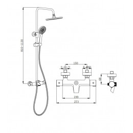 Душевая стойка с термостатом, OGLIO B TS, BOCH MANN BM9649