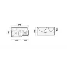 Раковина Double BELLA (645х365х300) двойная подвесная Ceruttispa