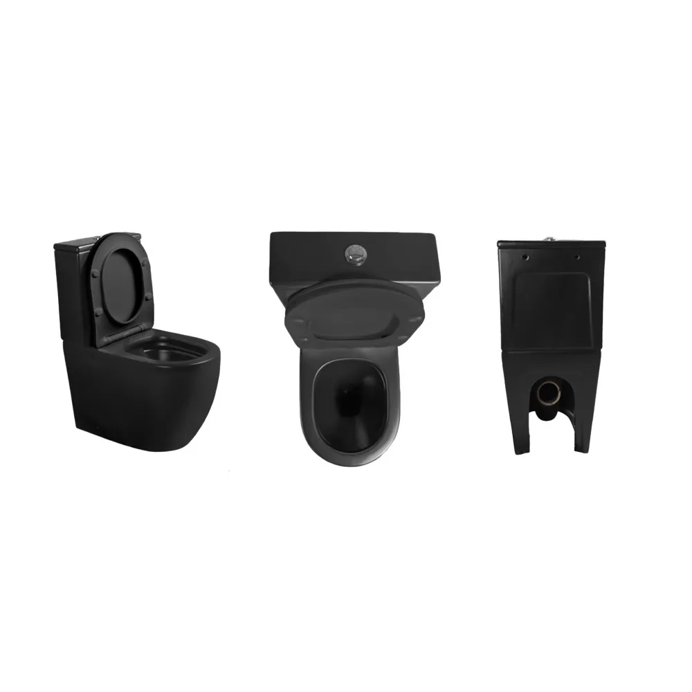 Унитаз ORLTER MB напольный, безободковый, черный матовый Ceruttispa CT9866 (605х370х800)